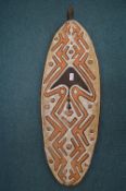 Carved Wooden Painted War Shield from Papua New Guinea
