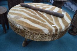 African Tribal Zebra Skin Drum and Beater