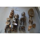 Five Small Carved Wooden African Figures (some AF)