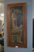 Copper Repousse Framed Panel of a Mother & Child (unsigned)