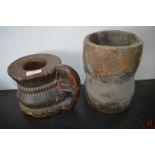 Two Carved Wooden Pots