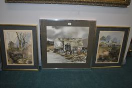 Three Original Country Watercolours, One by Jacquie Denby and Two by Brian Kneedham