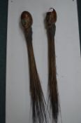 Two Carved Tribal Brushes