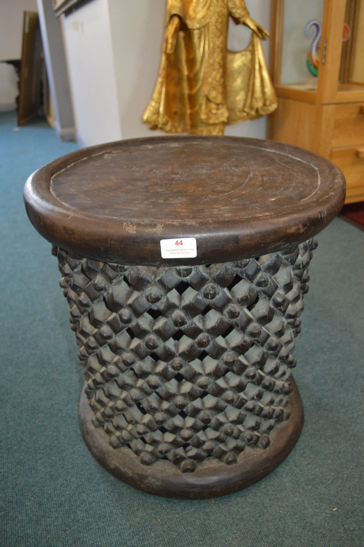 Bamileke Carved Wooden Table Stool - Image 2 of 2