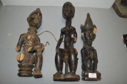 Three Carved Wooden Ethnic Figures (AF - all require repairs and restoration)