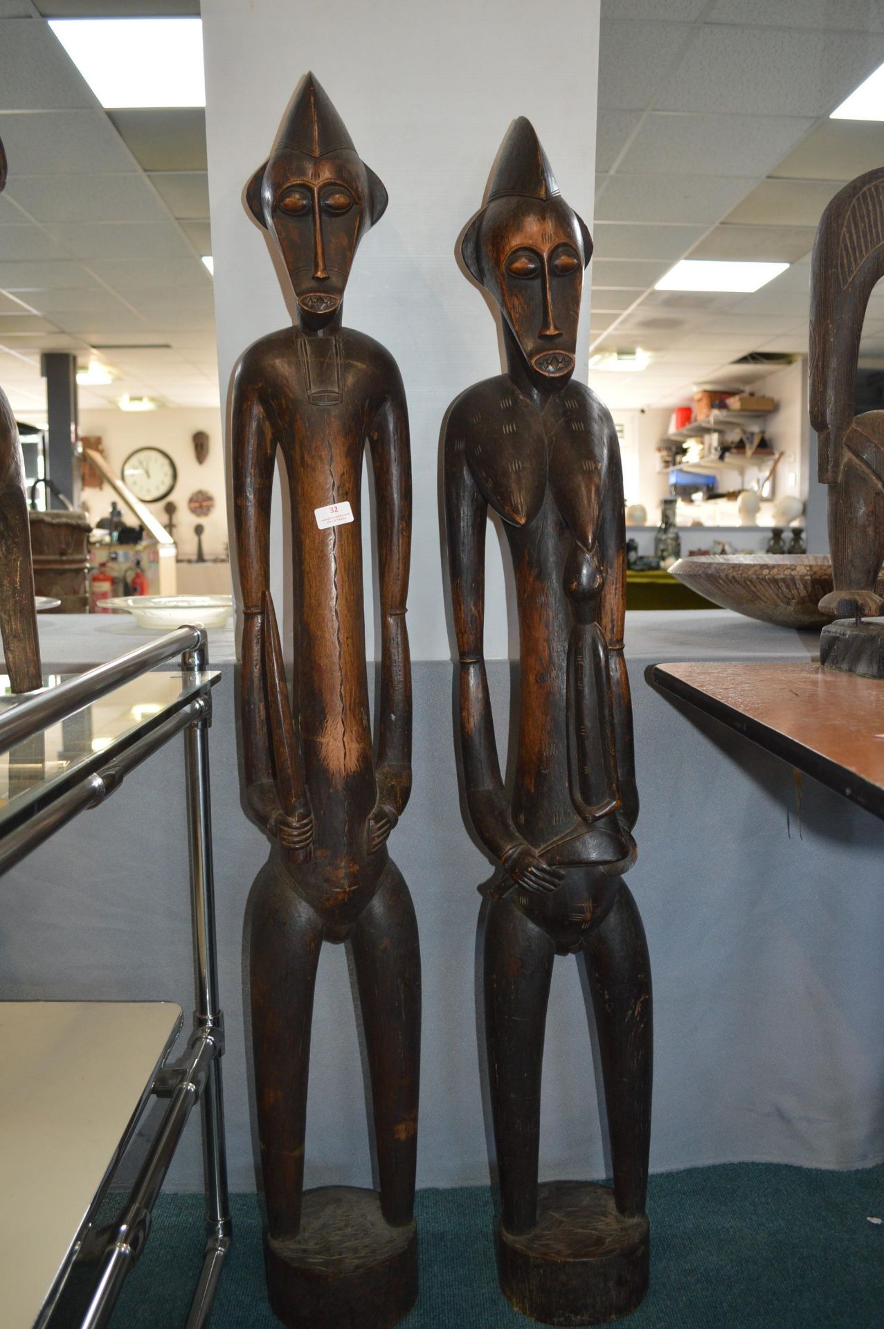 Pair of Large Senufo Fertility Figures 140cm tall - Image 2 of 4