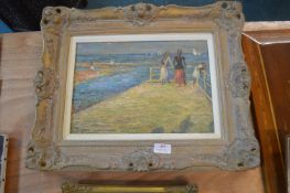 Framed Oil on Canvas Impressionist Style Seascape by J. Lafevre