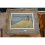 Framed Oil on Canvas Impressionist Style Seascape by J. Lafevre