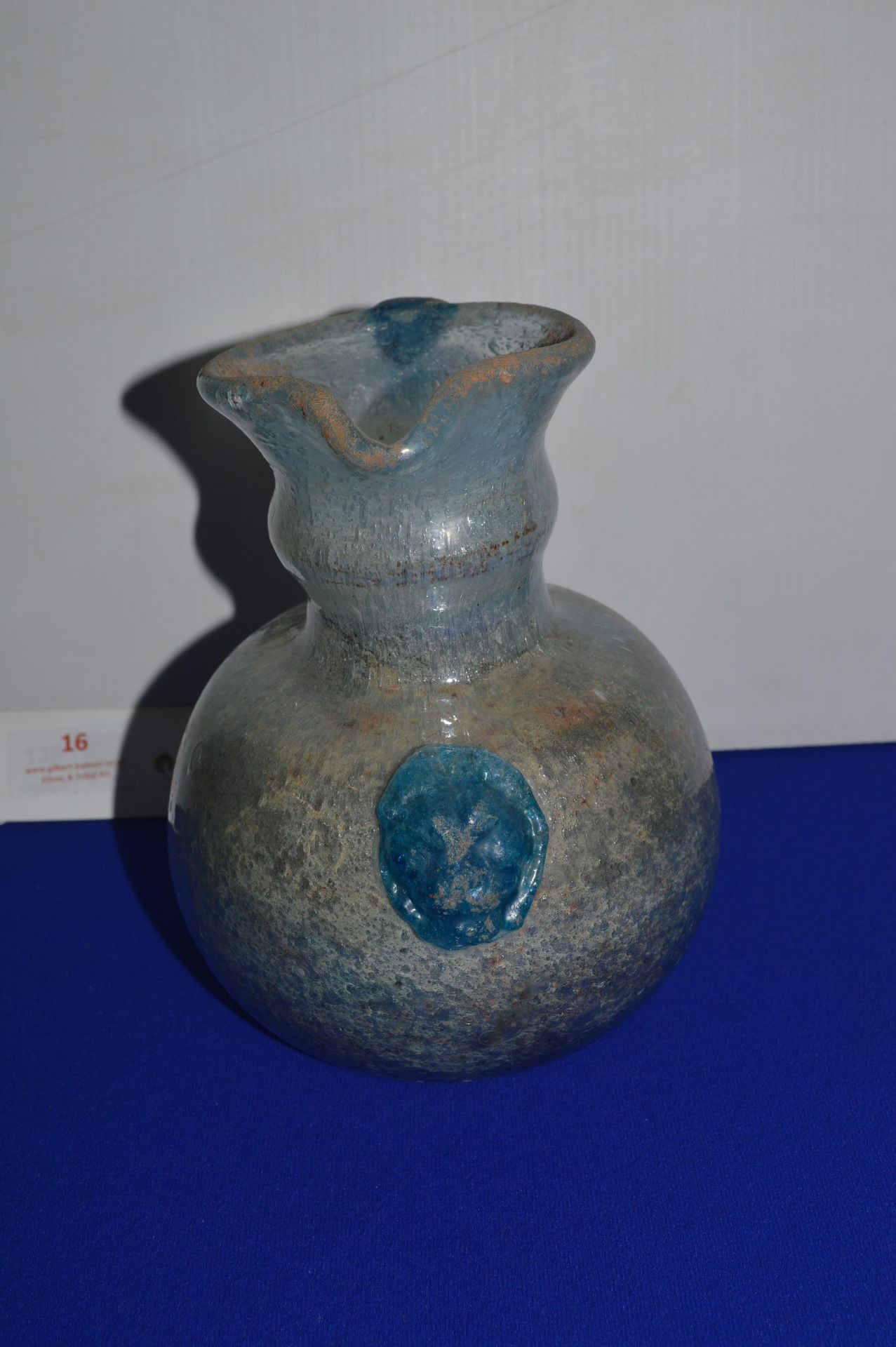 Roman Glass Jug with Applied Lime Head Detail - Image 2 of 3