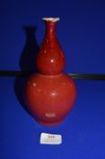 Unmarked Chinese Copper Red Glazed Bottle Vase 20cm tall
