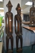 Pair of Large Senufo Fertility Figures 140cm tall