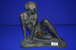 French Bronze Reclining Nude by Rudolf Marcuse 57cm long