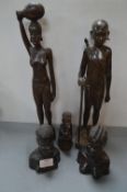 Modern African Carved Hardwood Figures