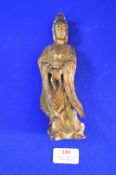 Gilded Carved Wooden Standing Buddha 20cm tall