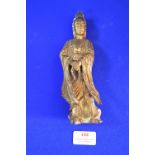 Gilded Carved Wooden Standing Buddha 20cm tall