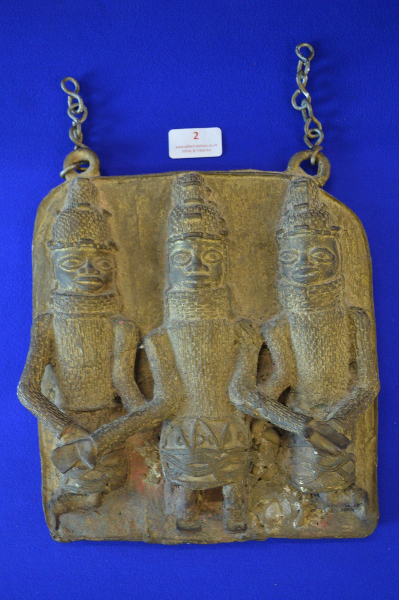 Benin Bronze Plaque Depicting Three Figures