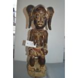 Baule Ivory Coast Carved Wooden Seated Female Fertility Figure