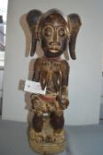 Baule Ivory Coast Carved Wooden Seated Female Fertility Figure