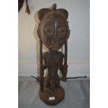 Luba Carved Wooden Male Tribal Fertility Figure