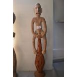 Carved & Painted Wooden Male Fertility Figure