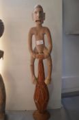 Carved & Painted Wooden Male Fertility Figure
