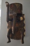 Carved & Painted Wooden Tribal Mask and Arm Detached (requires restoration)