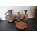 Four Antiquarian Terracotta Pots: One Egyptian, One Roman, etc.