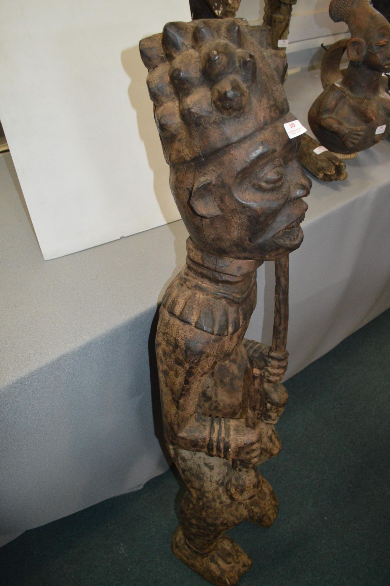 Songye Carved Wooden Figure of a Drummer 120cm tall - Image 3 of 4