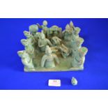 Celadon Glaze Ceramic Sculpture of Musicians and Acrobats 20cm²