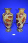 Pair of Royal Doulton Vases Marked 8222 by E.B. 33cm tall