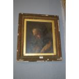 Original Oil on Canvas Study of an Elderly Gentleman, Unsigned, in Original Frame