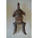 Wood & Leather Tribal Turtle Figure