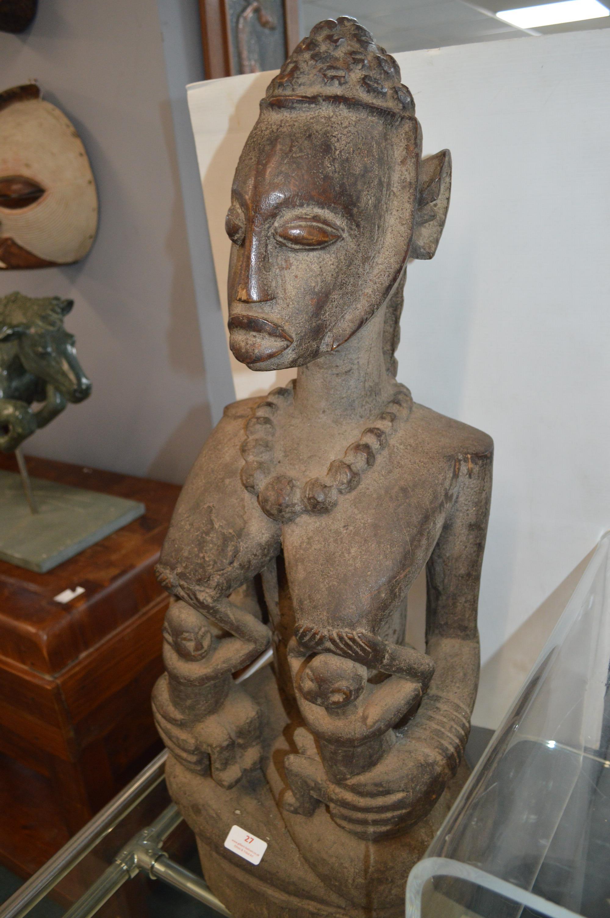 Large Carved Wooden African Fertility Figure 80cm tall - Image 3 of 3