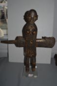 Carved Ethnic Figure with Mechanical Motion (possibly a musical instrument)