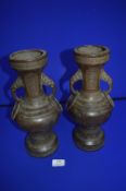 Pair of Chinese Bronze Vases 32cm tall