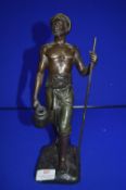 French Bronze Figure of African Tribesmen by Marcel Debut 31cm tall