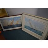 Two Large Framed and Signed Yachting Prints by Steven Dews