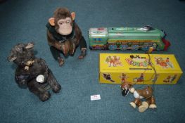 Vintage Toys Including Mechanical Monkey, Pelham Puppet Dog Bengo, Train, etc.