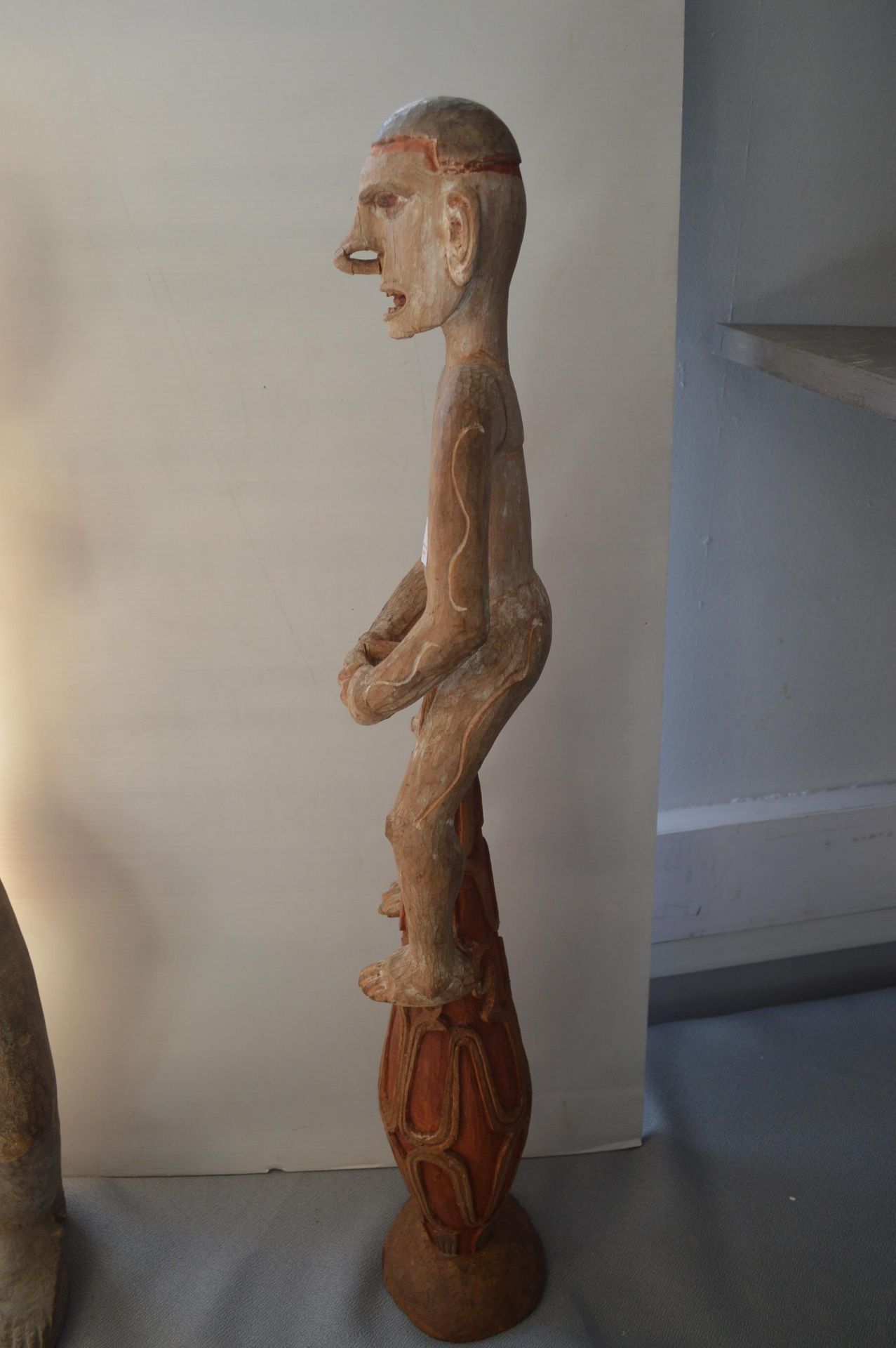 Carved & Painted Wooden Male Fertility Figure - Image 2 of 4