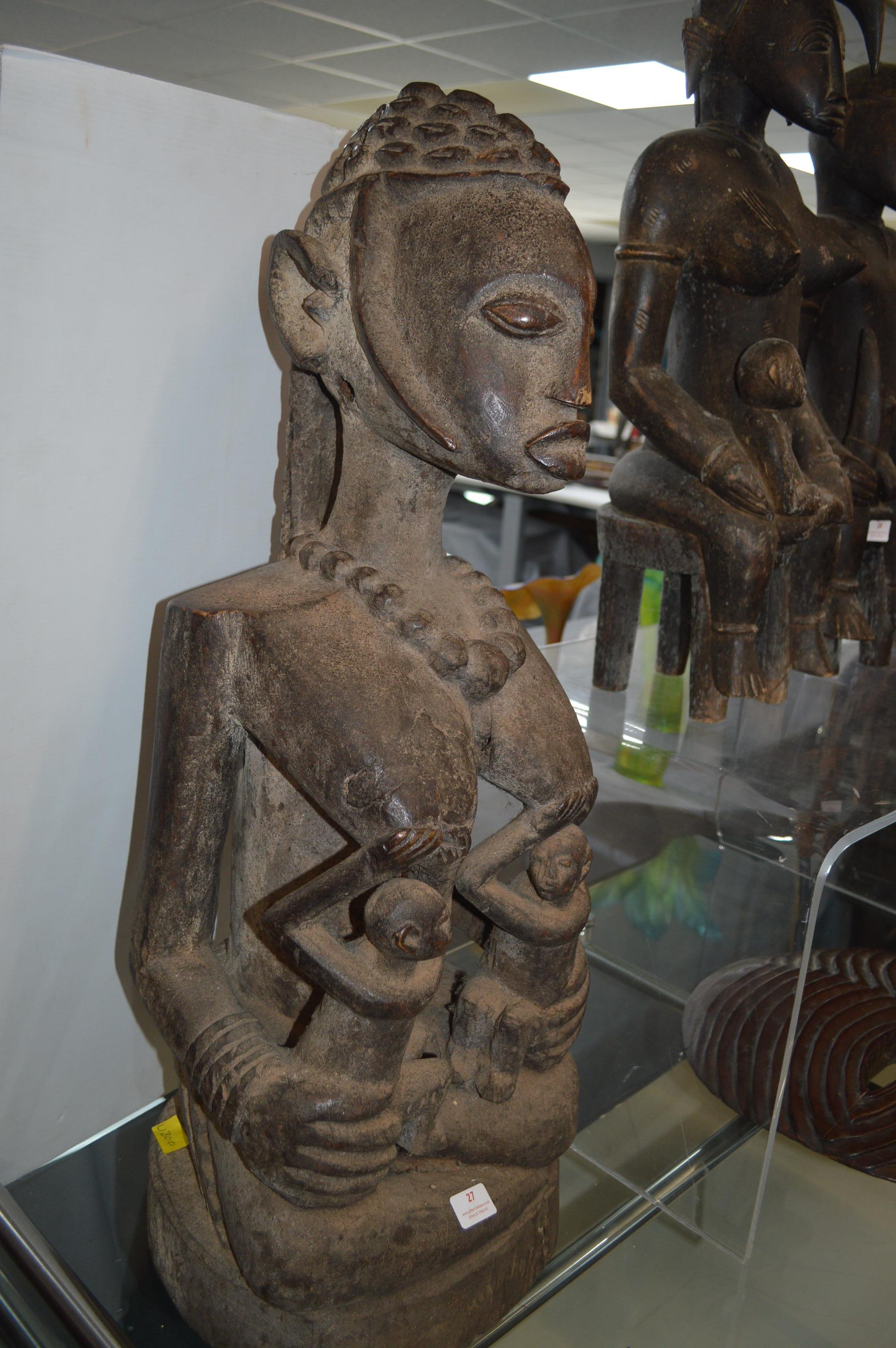 Large Carved Wooden African Fertility Figure 80cm tall - Image 2 of 3