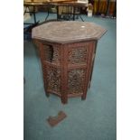 Indian Carved Octagonal Folding Table