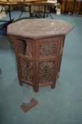 Indian Carved Octagonal Folding Table