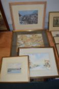 Four Coastal Scenes Watercolours and Prints