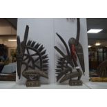 Pair of Baule Animal Head Figures