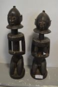 Pair of Baule African Tribal Carved Wooden Fertility Figures