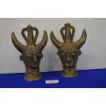 Pair of Bell Metal Dhokra Heads