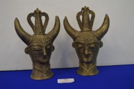 Pair of Bell Metal Dhokra Heads