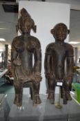 Pair of Carved African Wooden Fertility Figures 67cm tall