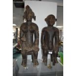 Pair of Carved African Wooden Fertility Figures 67cm tall