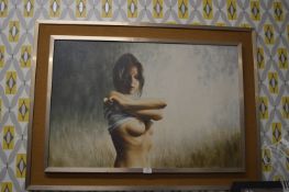 1970's Oil on Canvas Nude, Signed But with Indistinct Signature